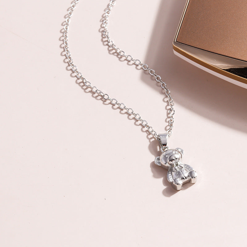 Wholesale Metal Bear Cute Cartoon Short Pendant Clavicle Necklace ACC-NE-YueSen011