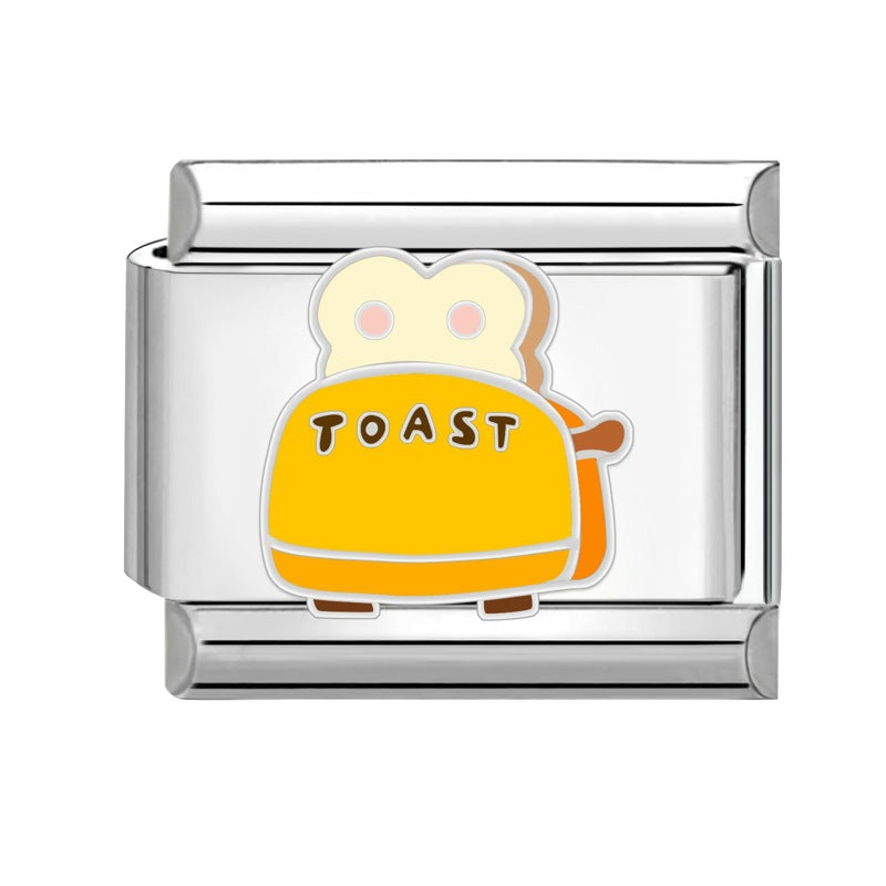 Wholesale Italian Charm Bracelet 9mm DIY Splicing Creative Dessert Stainless Steel Composable Bracelet