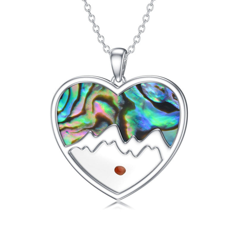 Wholesale Simple Faith Heart Shaped Shell Mustard Seed Stainless Steel Necklace