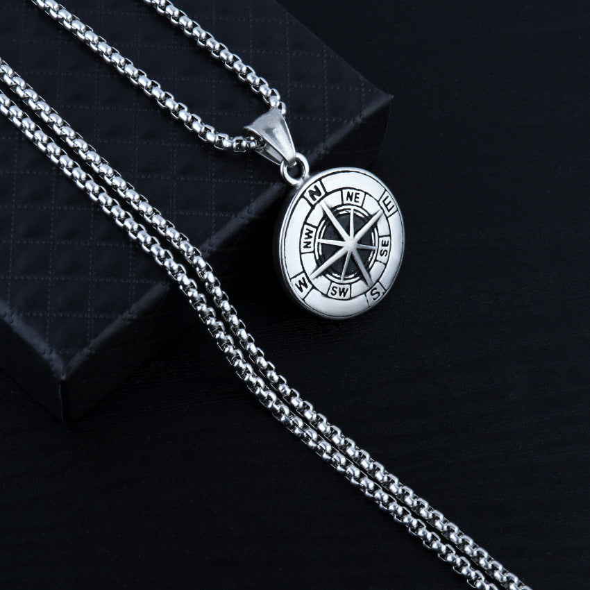 Wholesale  compass necklace stainless steel pendant necklace