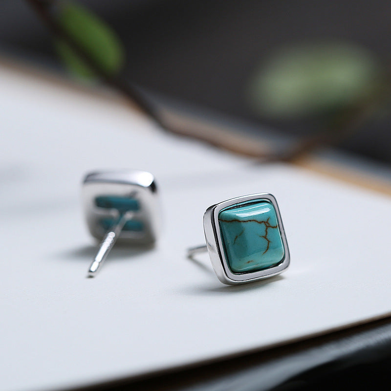 Wholesale Vintage turquoise square stud earrings