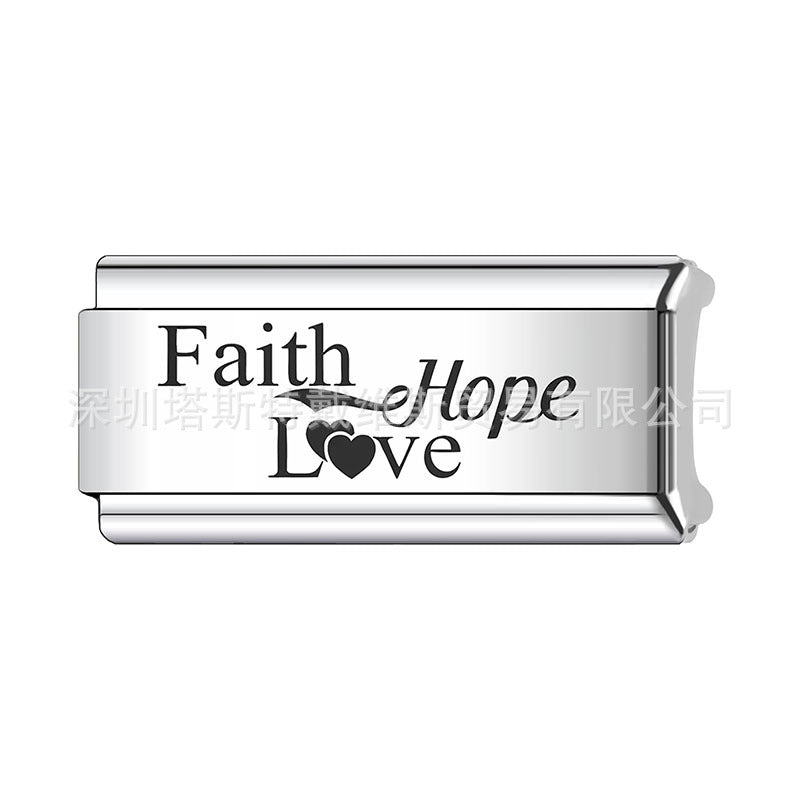 Wholesale   Italian Charm Bracelet 9mm DIY Home Laser Engraving Long Series Creative Stainless Steel Composable Bracelet