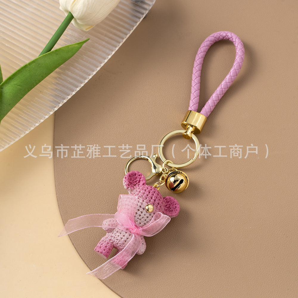 Wholesale Resin gradient wool rabbit key chain