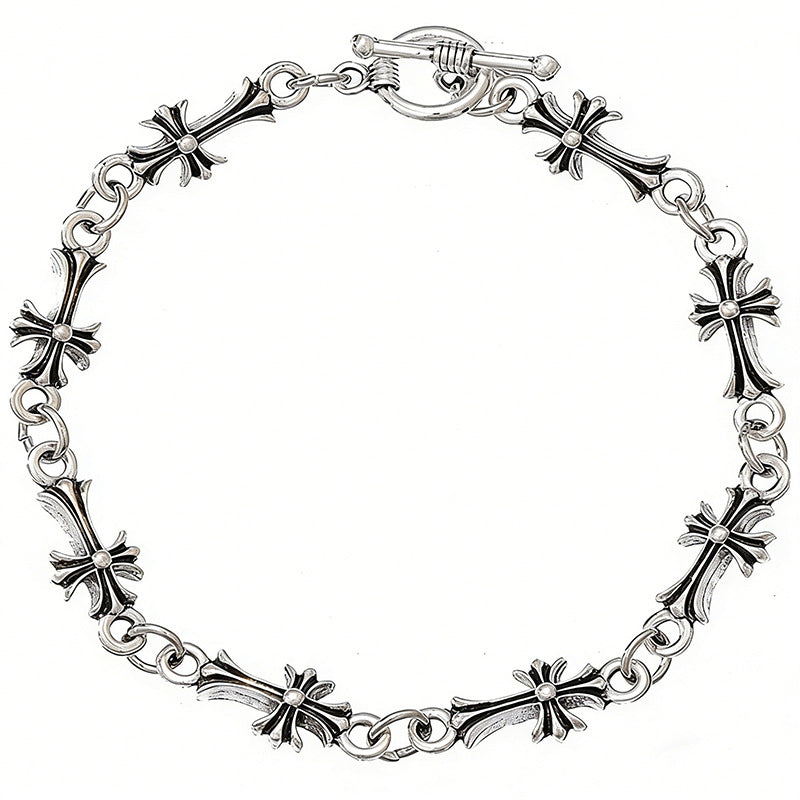 Wholesale Zinc Alloy Hanging Plating Cross Pendant Bracelet Trendy Unisex Jewelry Accessory