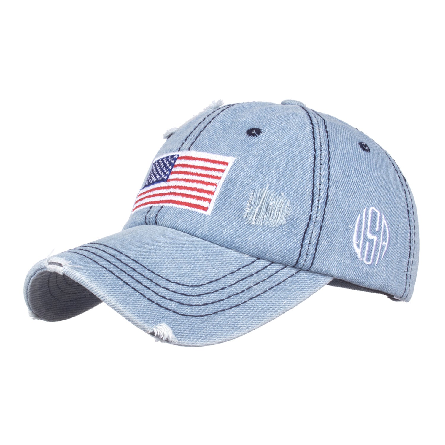 Wholesale Washed denim baseball cap USA American flag baseball cap