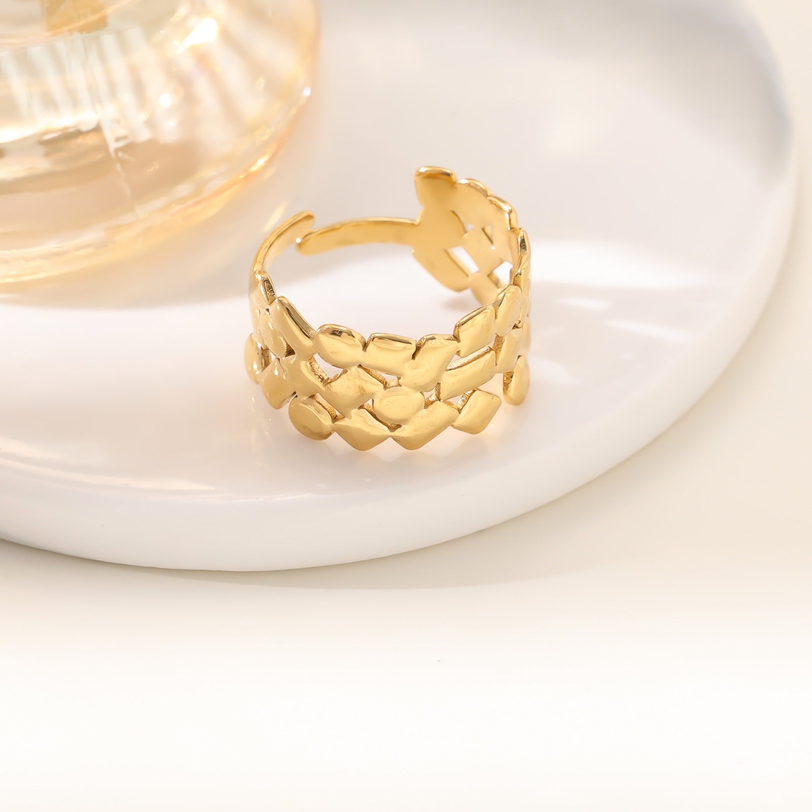 Wholesale Stainless steel openwork adjustable ring