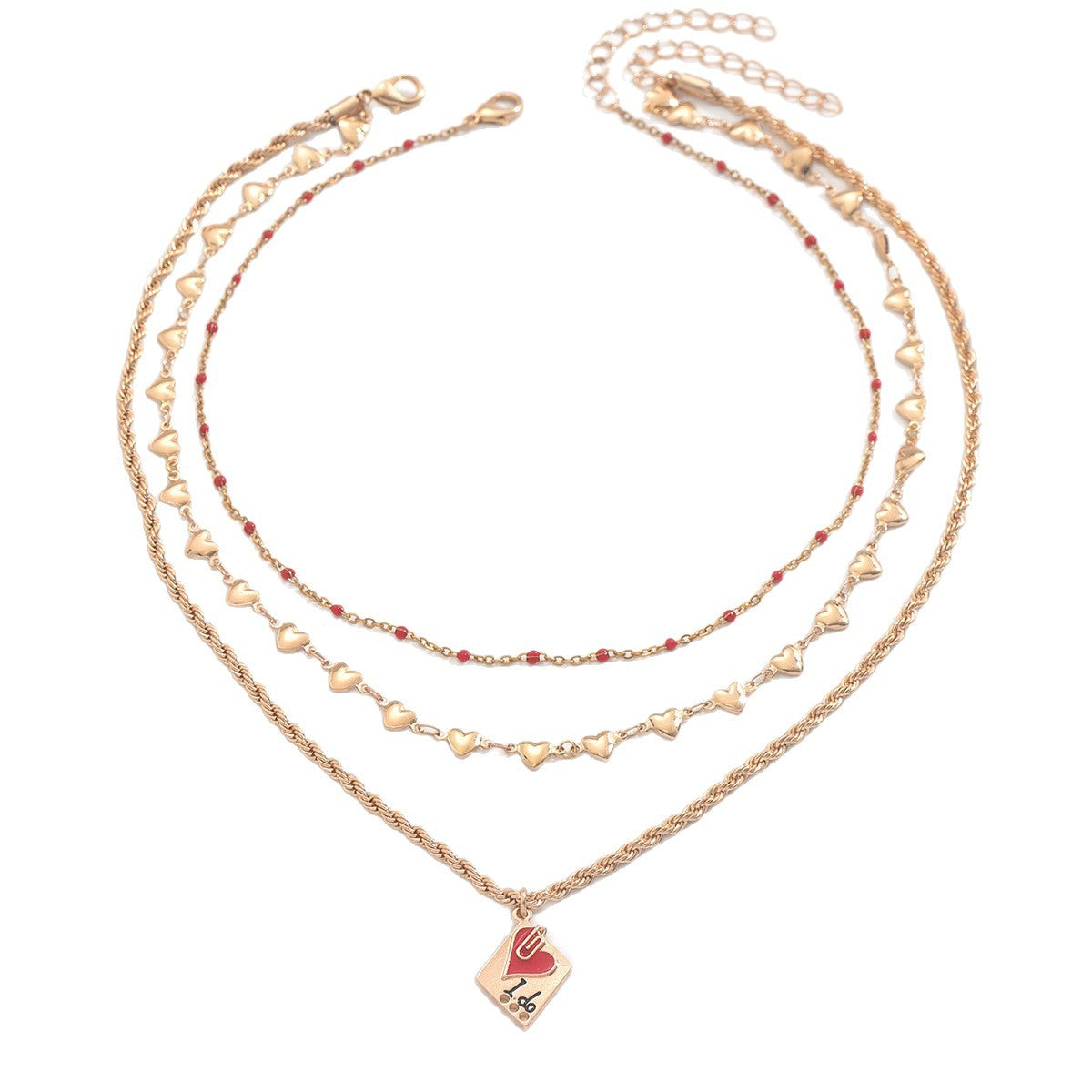 Wholesale Oil Dripping O-Shaped Chain  Heart Necklace