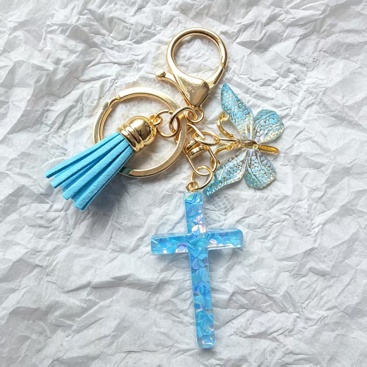 Wholesale Cross Tassel Resin Keychain