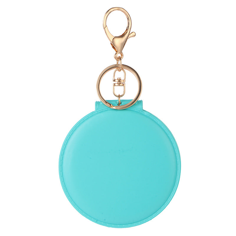 Wholesale Trendy PVC Folding Keychain Mirror Portable Round Makeup Mirror Compact Key Ring Gift Boutique Resale