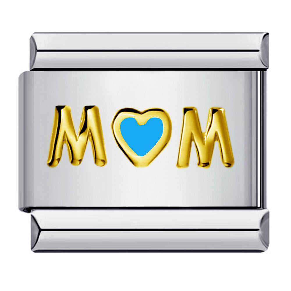 Wholesale Italian Charm Bracelet 9mm DIY Splicing Colored Oil-Drip Petals Stainless Steel Composable Bracelet