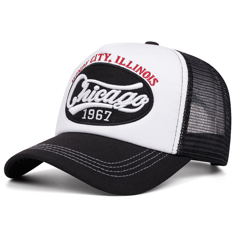 Wholesale Breathable Mesh Chicago Embroidered Trucker Baseball Cap For Summer Outdoor Sun Protection