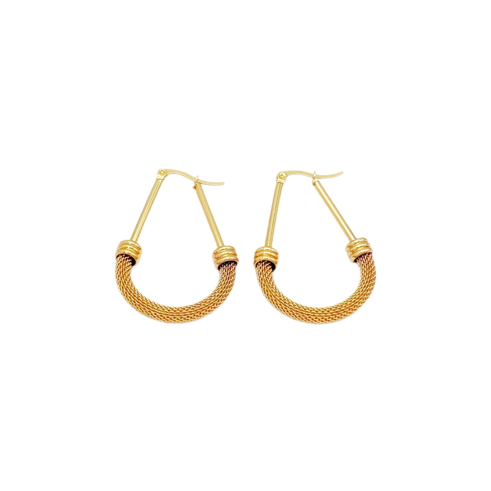 Wholesale Stainless Steel Titanium Steel Circle Halfnet  Earrings