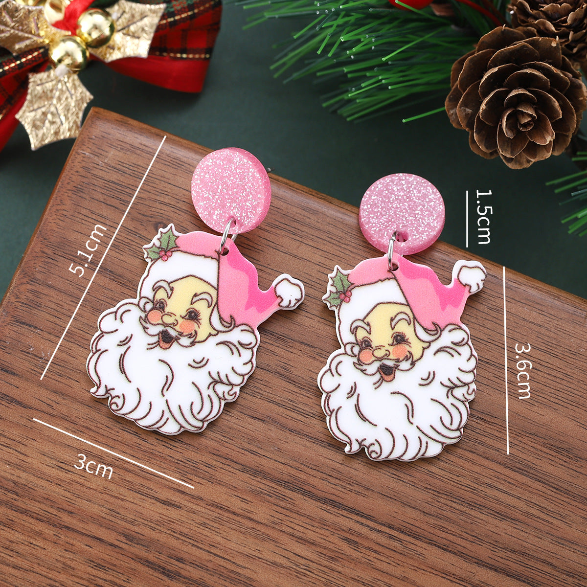 Wholesale Christmas Cute Pink   Pendant  Acrylic Earrings