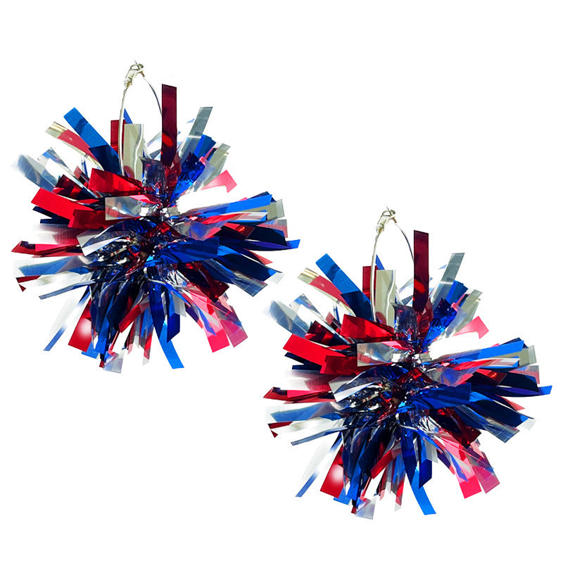 Wholesale 2 Pairs/pack American Independence Day Sparkling Earrings Large Ball Fireworks Acrylic Earrings ACC-ES-HY070