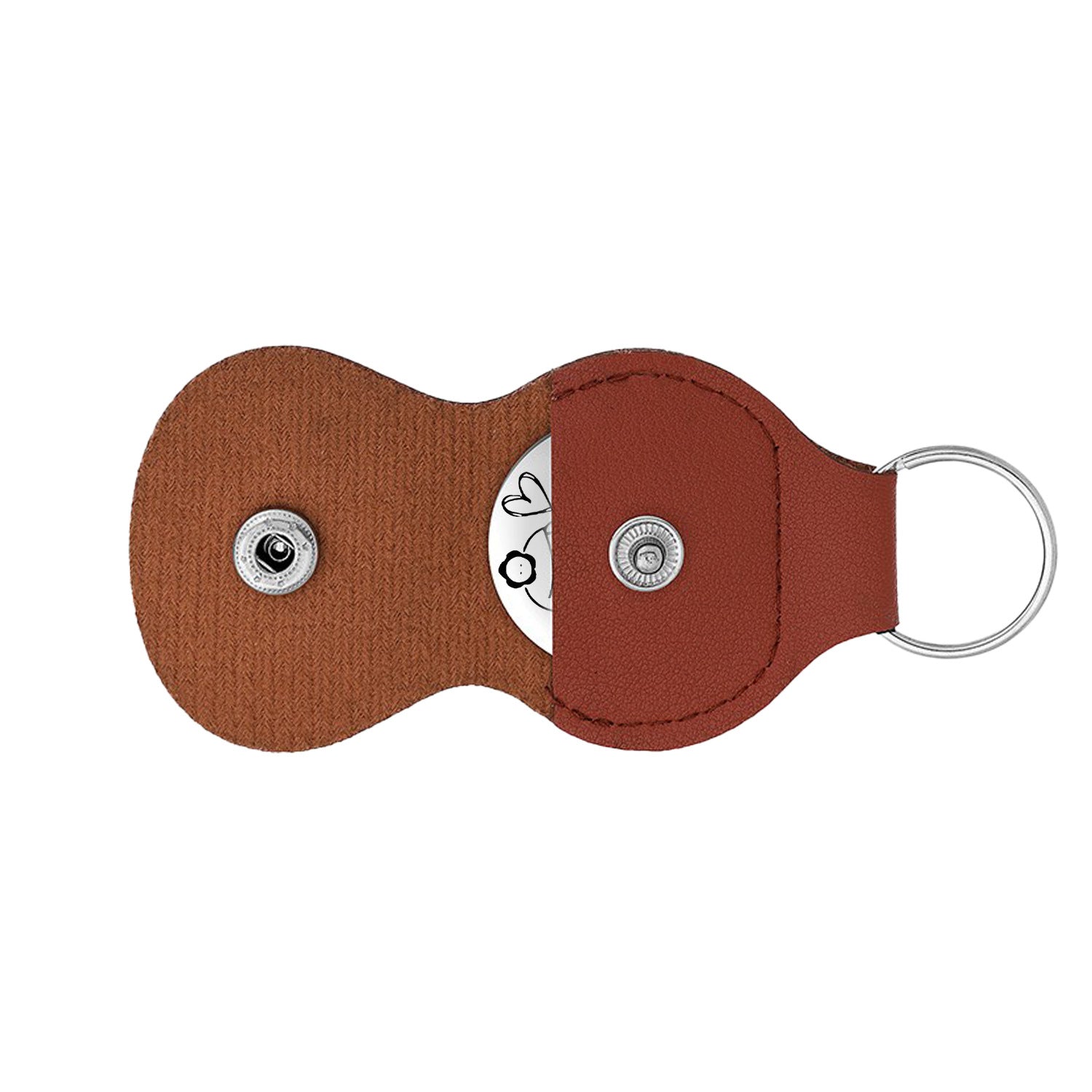 Wholesale Pocket Hug Genuine Leather Stainless Steel Double Sided Engraving Hug Keychain