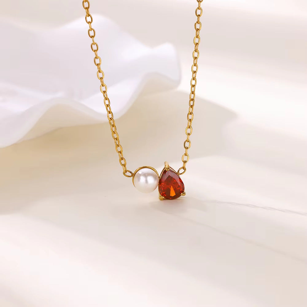 Wholesale Stainless steel man-made pearl December necklace