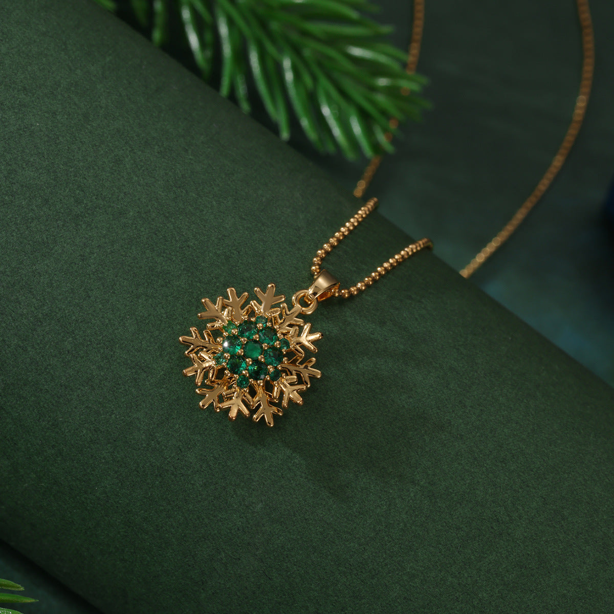 Wholesale Christmas zircon snowflake Christmas tree rotatable stress relief necklace