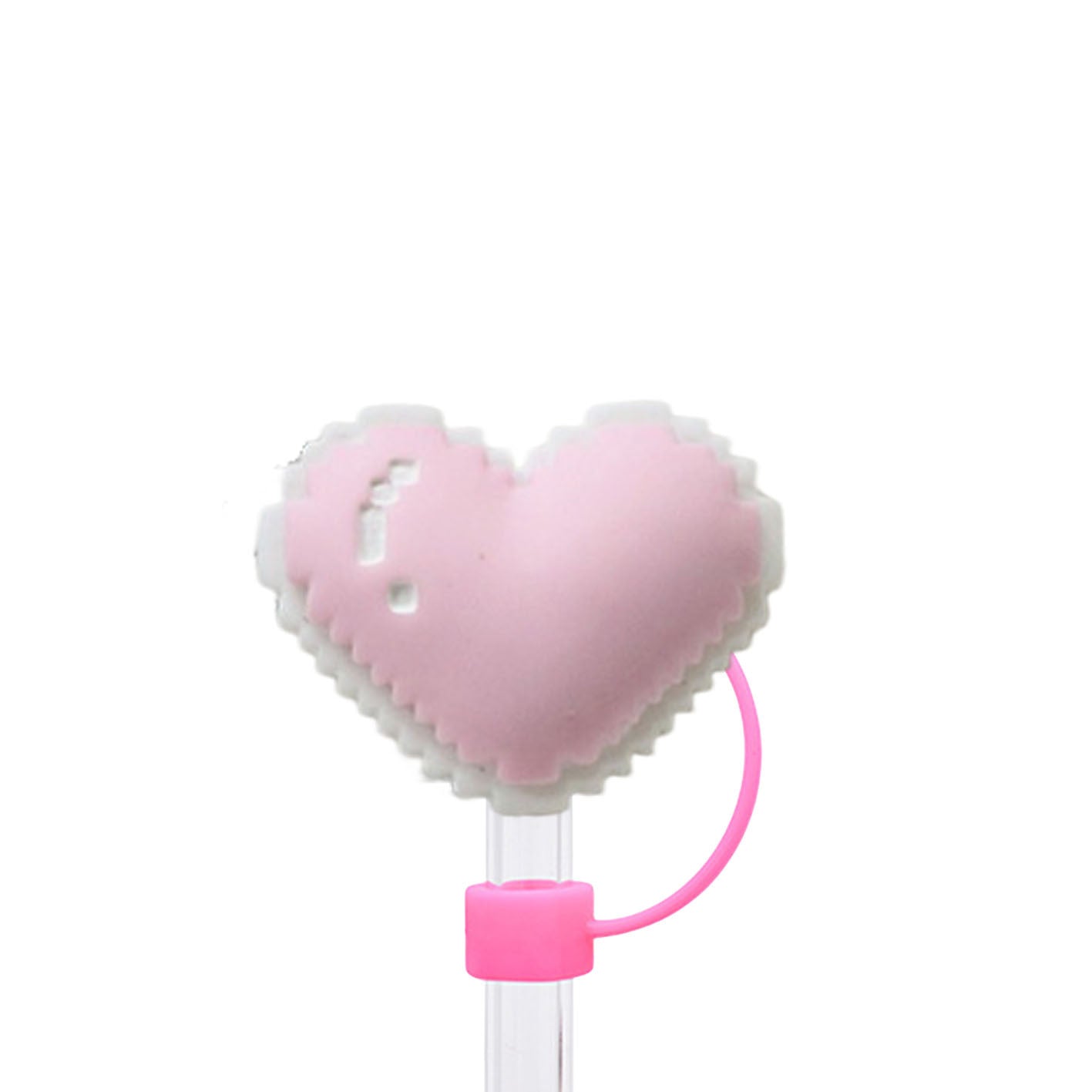 Wholesale 10mm Pink and White Hot Dog Lollipop PVC Soft Straw Tube Cap