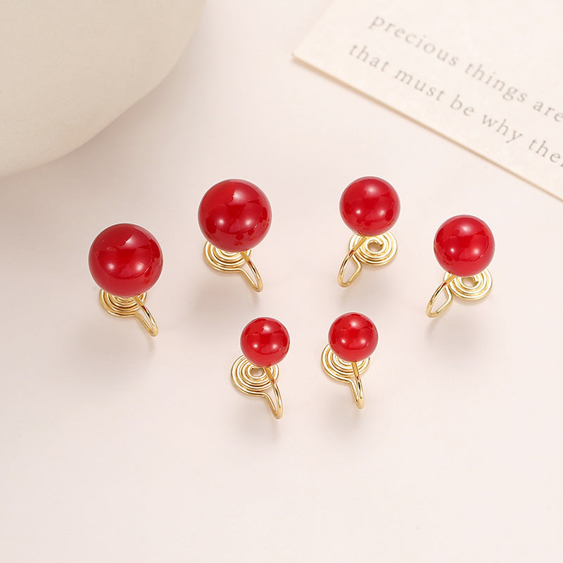 Wholesale pearl retro round shiny ear hooks earrings