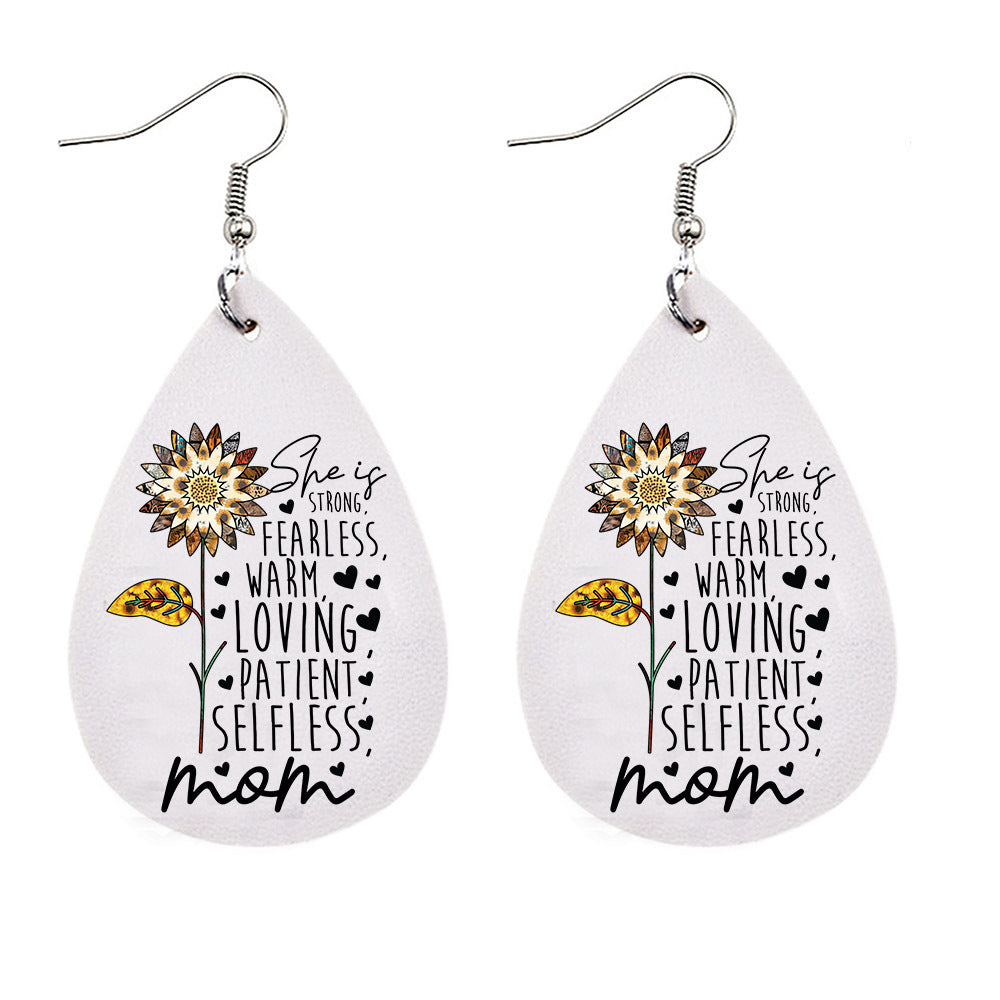 Wholesale MAMA Leopard Mother's Day Leather Earrings ACC-ES-CY006