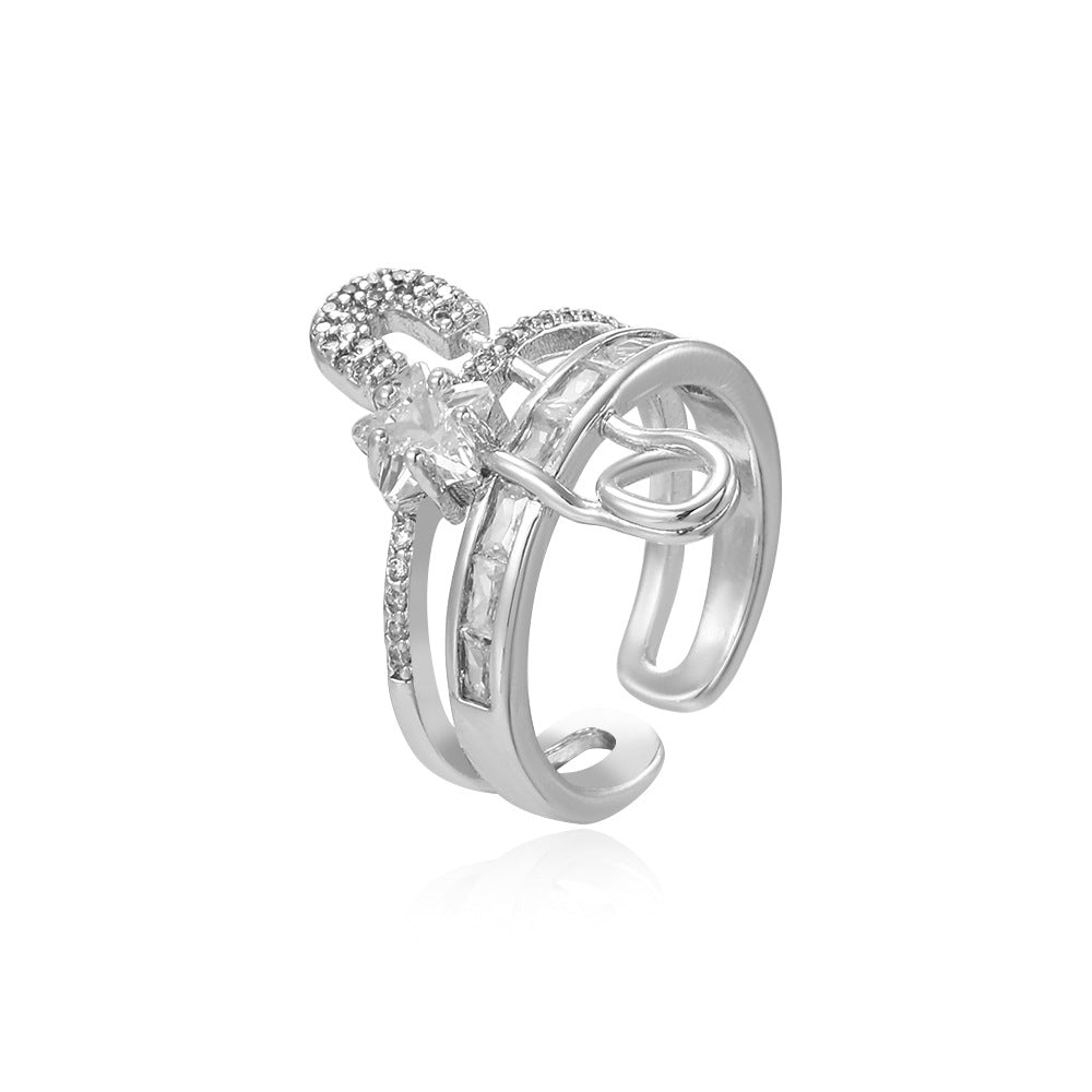 Wholesale 18k copper plated open paper clip adjustable ring