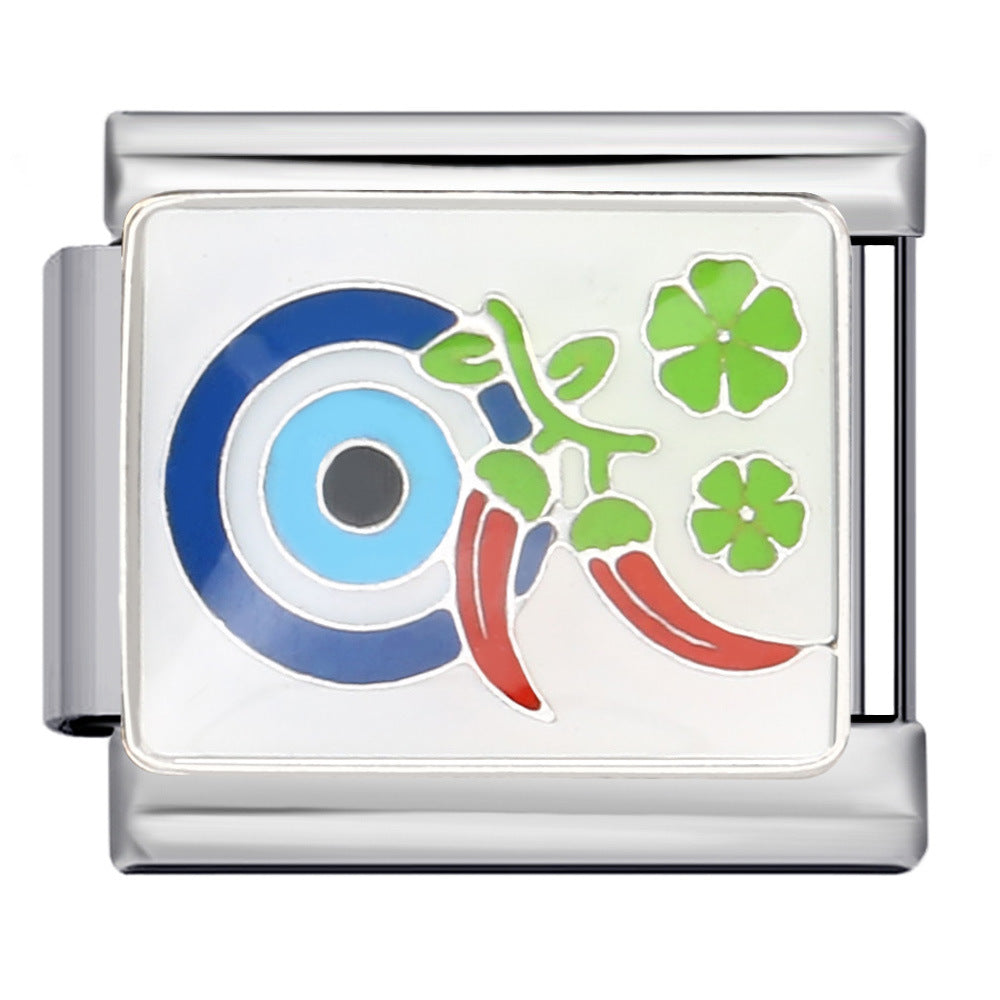 Wholesale Italian Charm Bracelet 9mm DIY Splicing Removable Devil Eye Stainless Steel Composable Bracelet