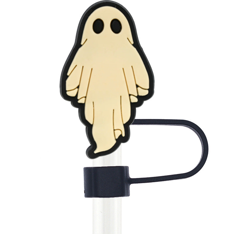 Wholesale Random 100pcs Halloween 10mm PVC Soft Straw Tube Cap ACC-SCR-RYY085