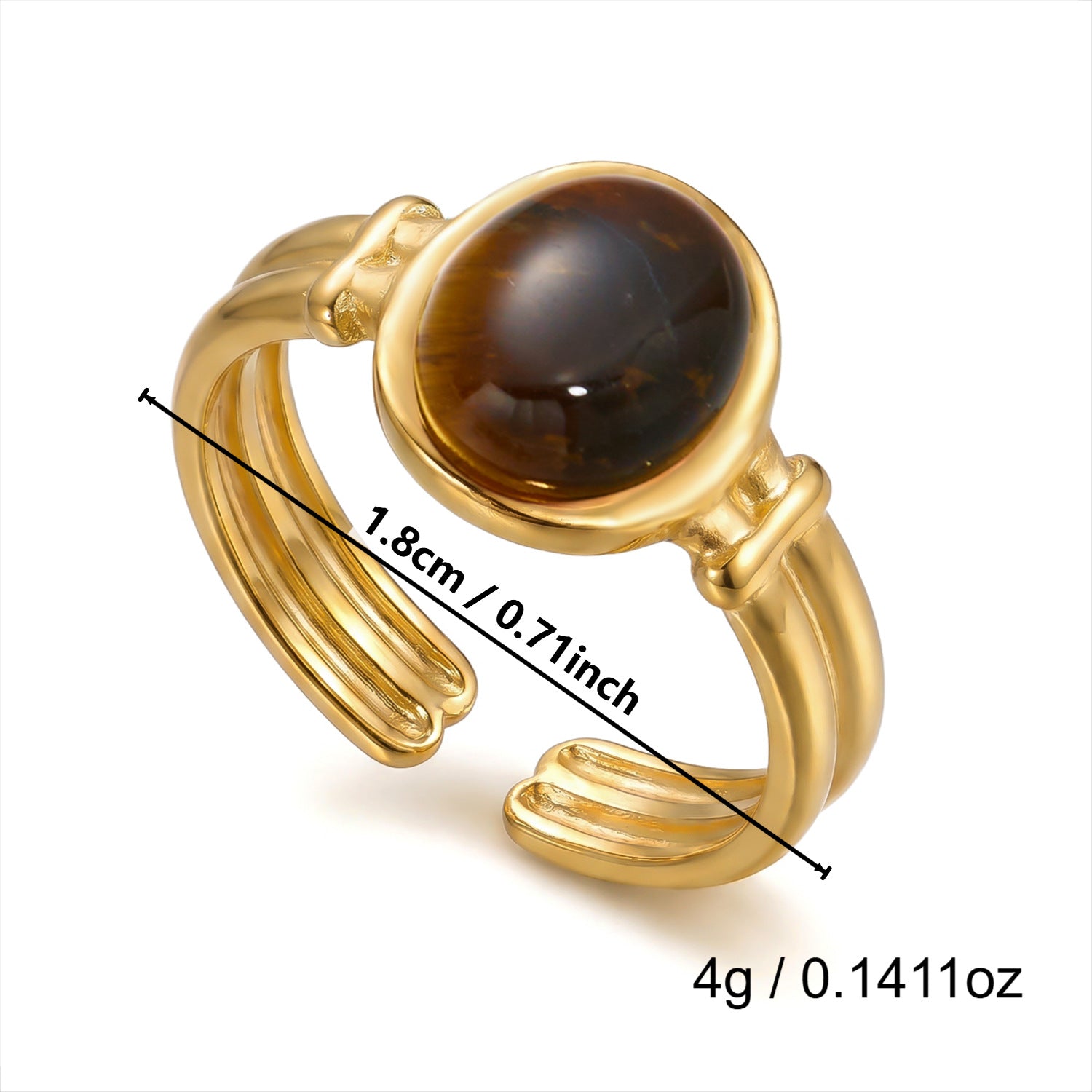 Wholesale Vintage Texture Tiger Eye Stainless Steel Multi-Layer Stacked Ring Jewelry Accessory