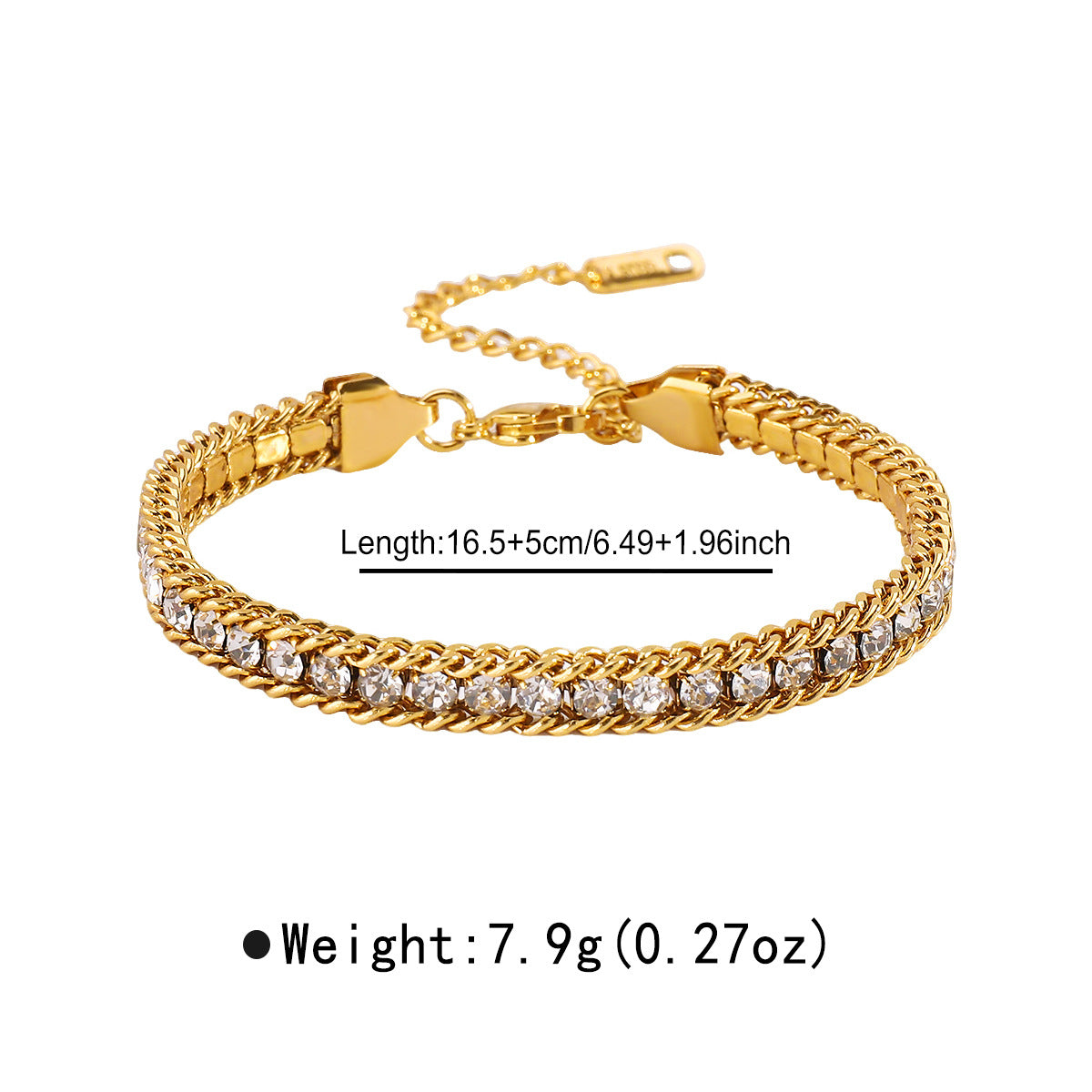 Wholesale stainless steel bracelet Simple  chain rhinestone hand