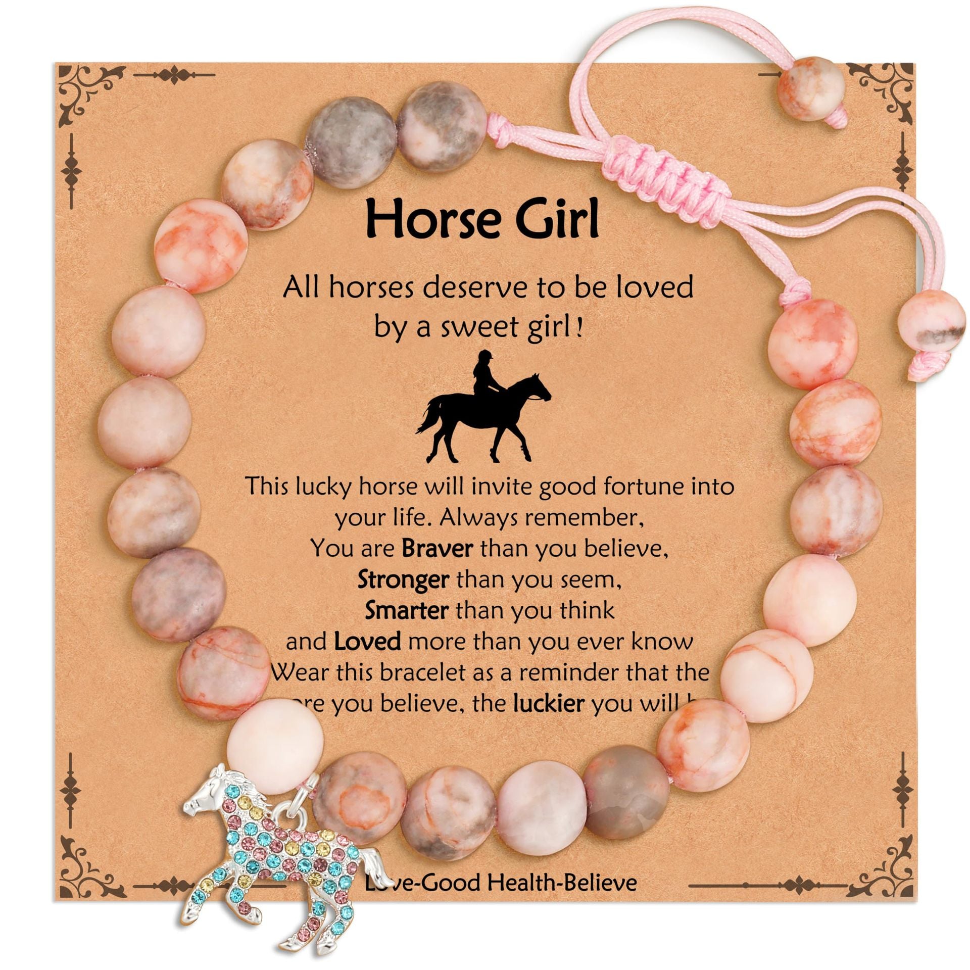 Wholesale Pink Pearl Bracelet Pink Zebra Jade Thread Braided Adjustable Pendant Bracelet