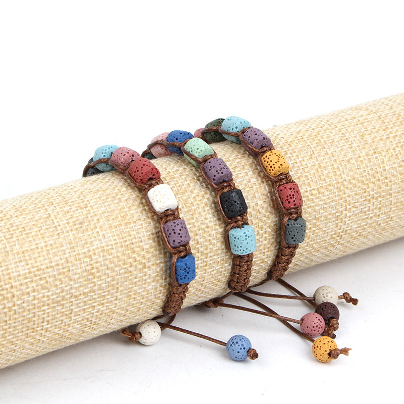 Wholesale macaron volcanic stone handmade braided bracelet