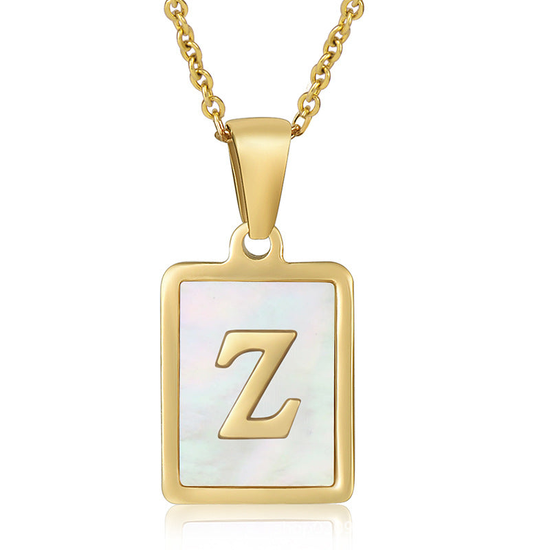 Wholesale Stainless Steel Three-dimensional Shell Letter Necklace Titanium Steel ACC-NE-Zhongy005