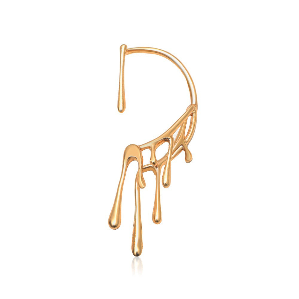 Wholesale Copper Electroplated Geometric Water Drop Ear Cuff Clip Retro Earrings For Women Trendy Fashion Jewelry Accessory