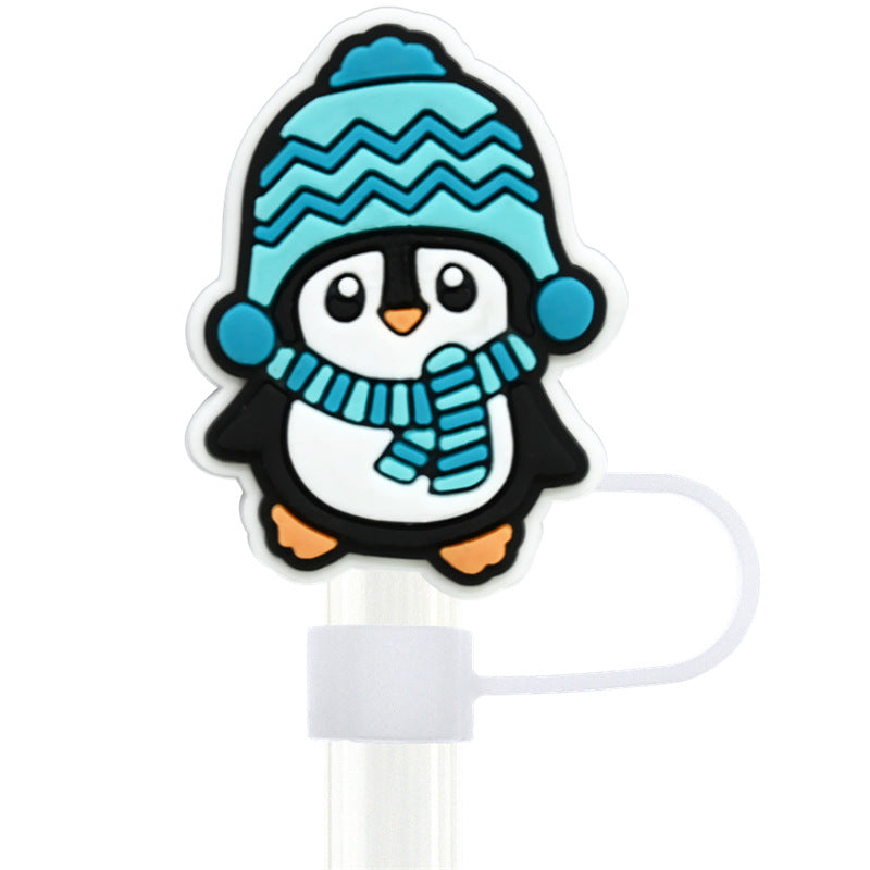 Wholesale Random 100pcs Winter Series 10mm PVC Soft Straw Tube Cap ACC-SCR-RYY081