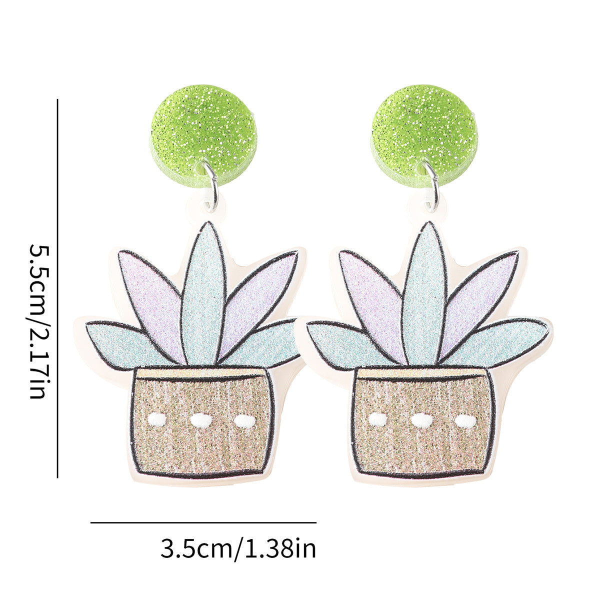 Wholesale Flower Plant Pot Acrylic Pendant Earrings