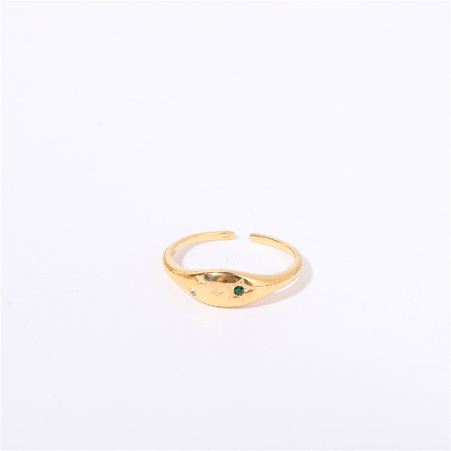 Wholesale 18k Gold Plated Star Zircon Titanium Steel Zodiac Sign Ring