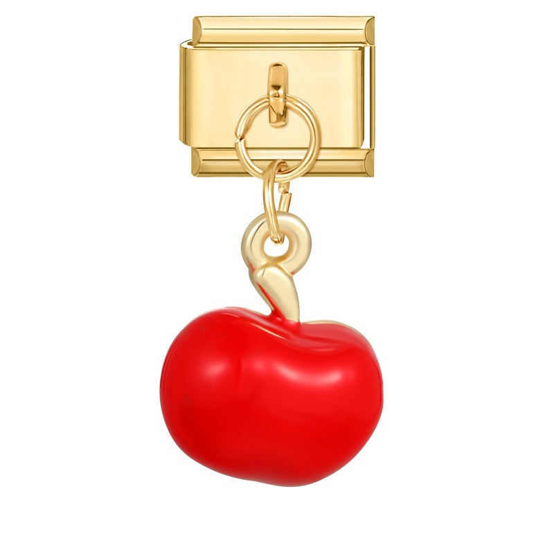 Wholesale Fruit Heart Star Pendant DIY Bracelet Charm Stainless Steel Gold Tone Jewelry Accessory