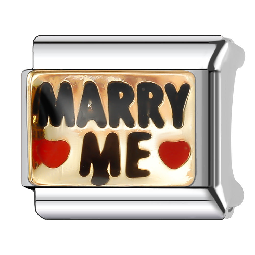 Wholesale Italian Charm Bracelet 9mm DIY Splicing Creative Pattern Stainless Steel Composable Bracelet