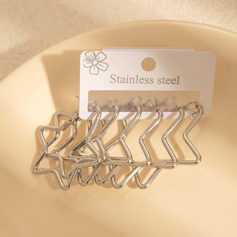 Wholesale Light Luxury Star Hoop Earrings for Women - Titanium Steel Electroplated,  Boutique Resale