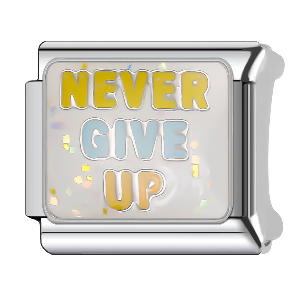 Wholesale Italian Charm Bracelet 9mm DIY Splicing English Short Sentence Series Stainless Steel Composable Bracelet