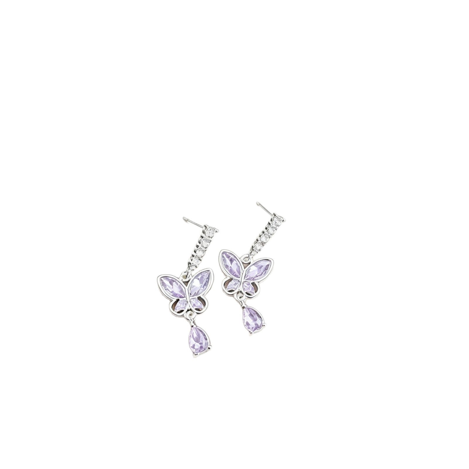 Wholesale Trendy Purple Butterfly Tassel Earrings Alloy Fashion Accessory for Gift