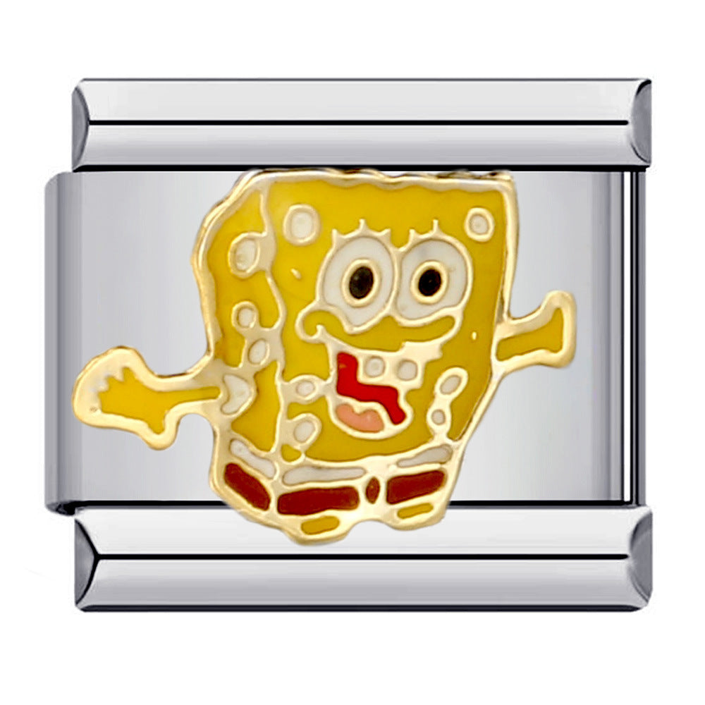 Wholesale Italian Module Bracelet Stainless Steel Welding Gold Plated Oil Drop Cartoon DIY Charms