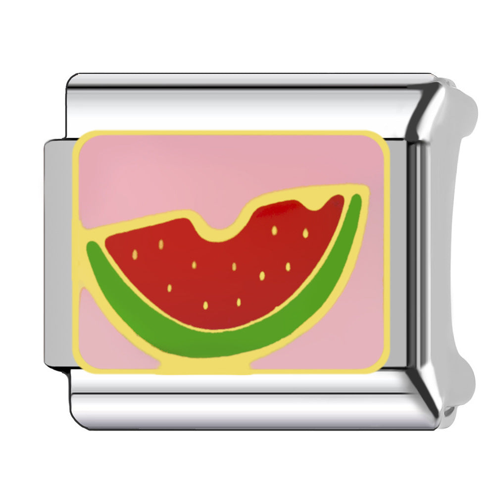 Wholesale Strawberry Cherry Fruit Charm Bracelet Stainless Steel Drip Oil Finish Fashion Jewelry for Everyday Wear