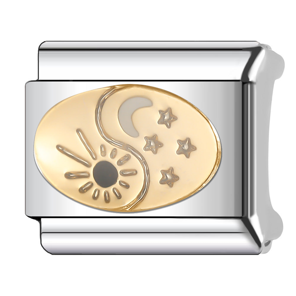 Wholesale Italian Charm Bracelet 9mm DIY Splicing Sun and Star Series Stainless Steel Composable Bracelet