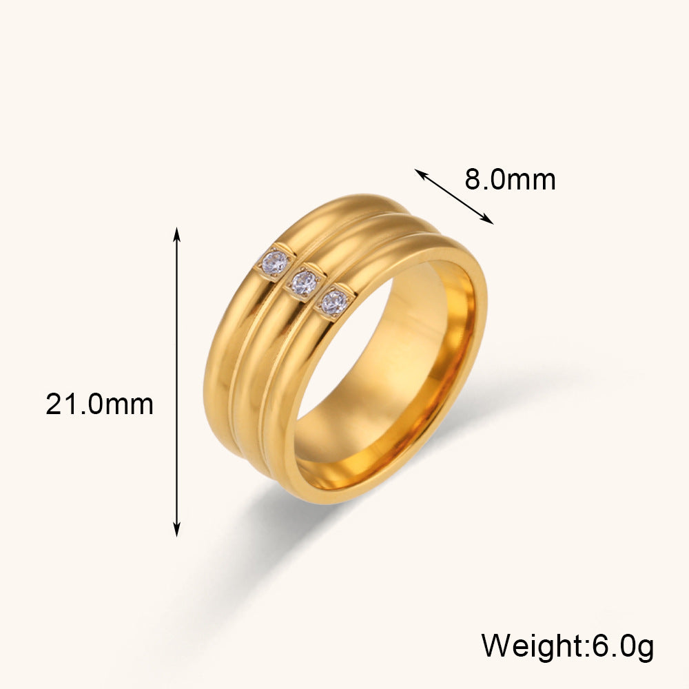 Wholesale Ring Jewelry Jewelry Stainless Steel Rings Gold Plated Zirconium Ring Gold Plated Rings ACC-RS-DingRan004