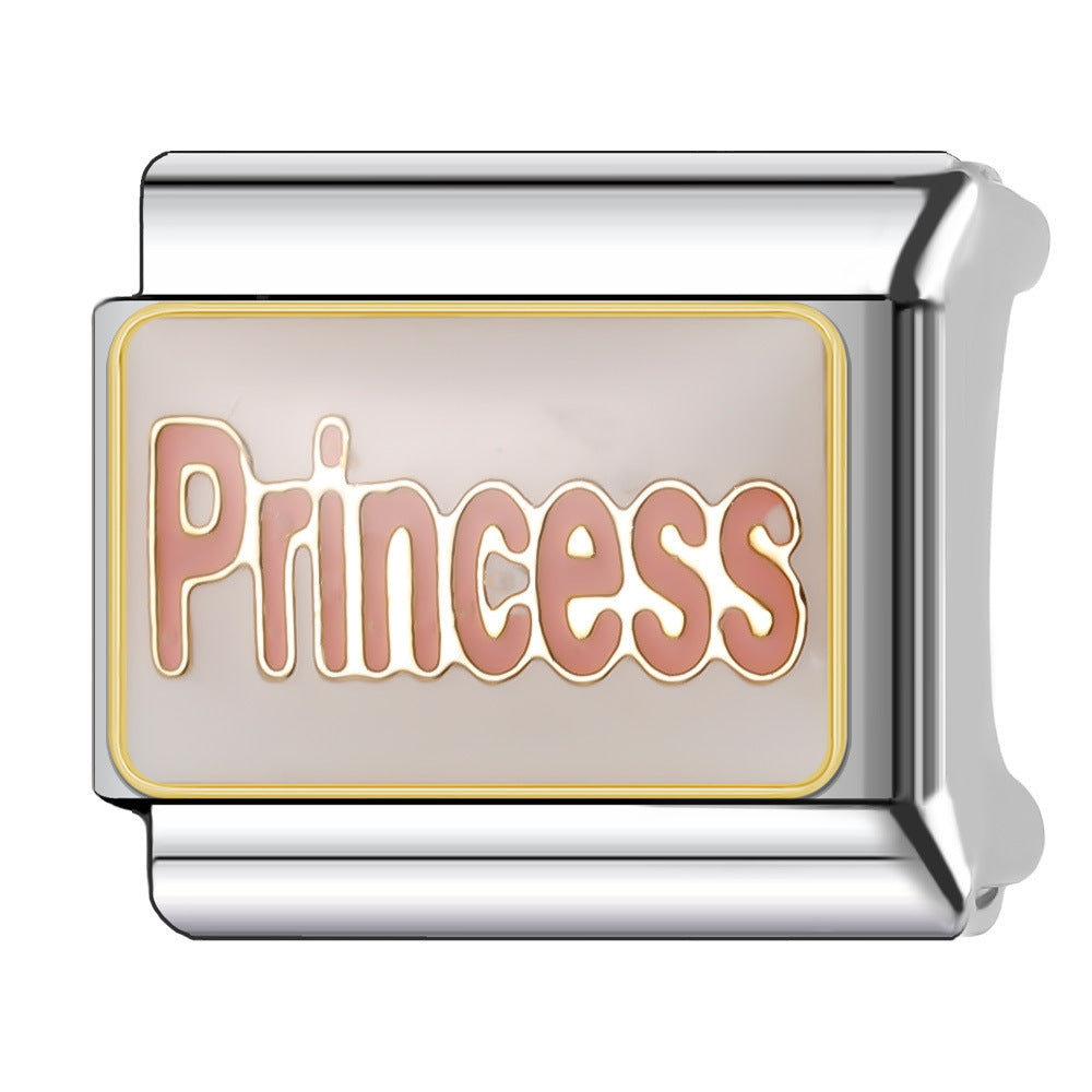 Wholesale Italian Charm Bracelet 9mm DIY Splicing Princess Couple Series Stainless Steel Composable Bracelet