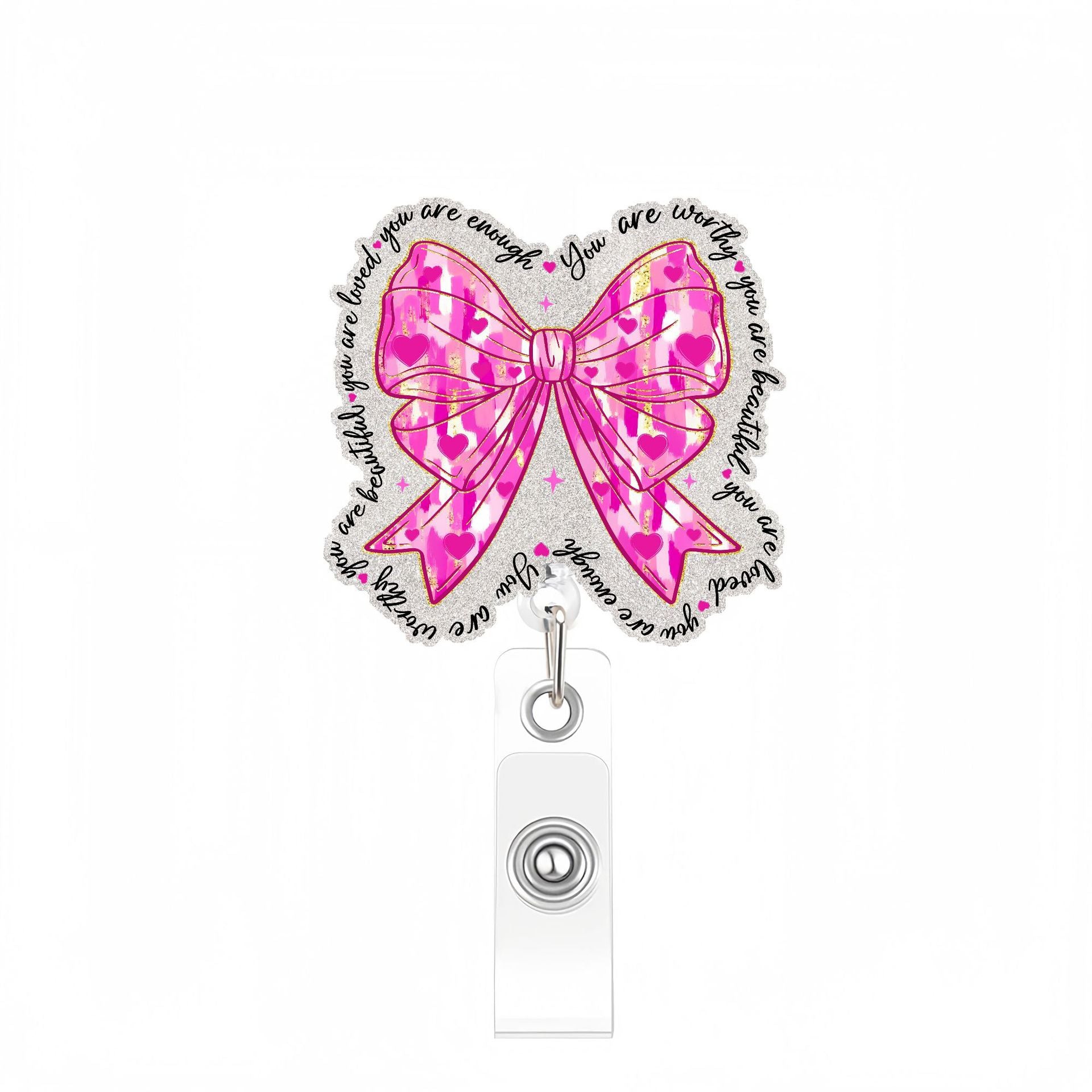 Wholesale  creative quote pink bow Badge Reels