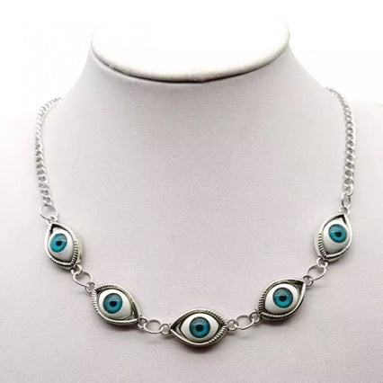 Wholesale  Blue Eyeball Pendant Necklace Layering Jewelry Boutique Resale Gift