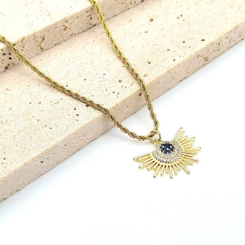 Wholesale Stainless Steel Sun Diamond Twist Necklaces ACC-NE-GuDi002