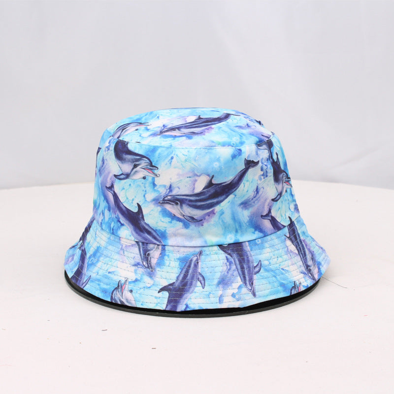 Wholesale Printed shark double-sided fisherman hat Bucket Hat